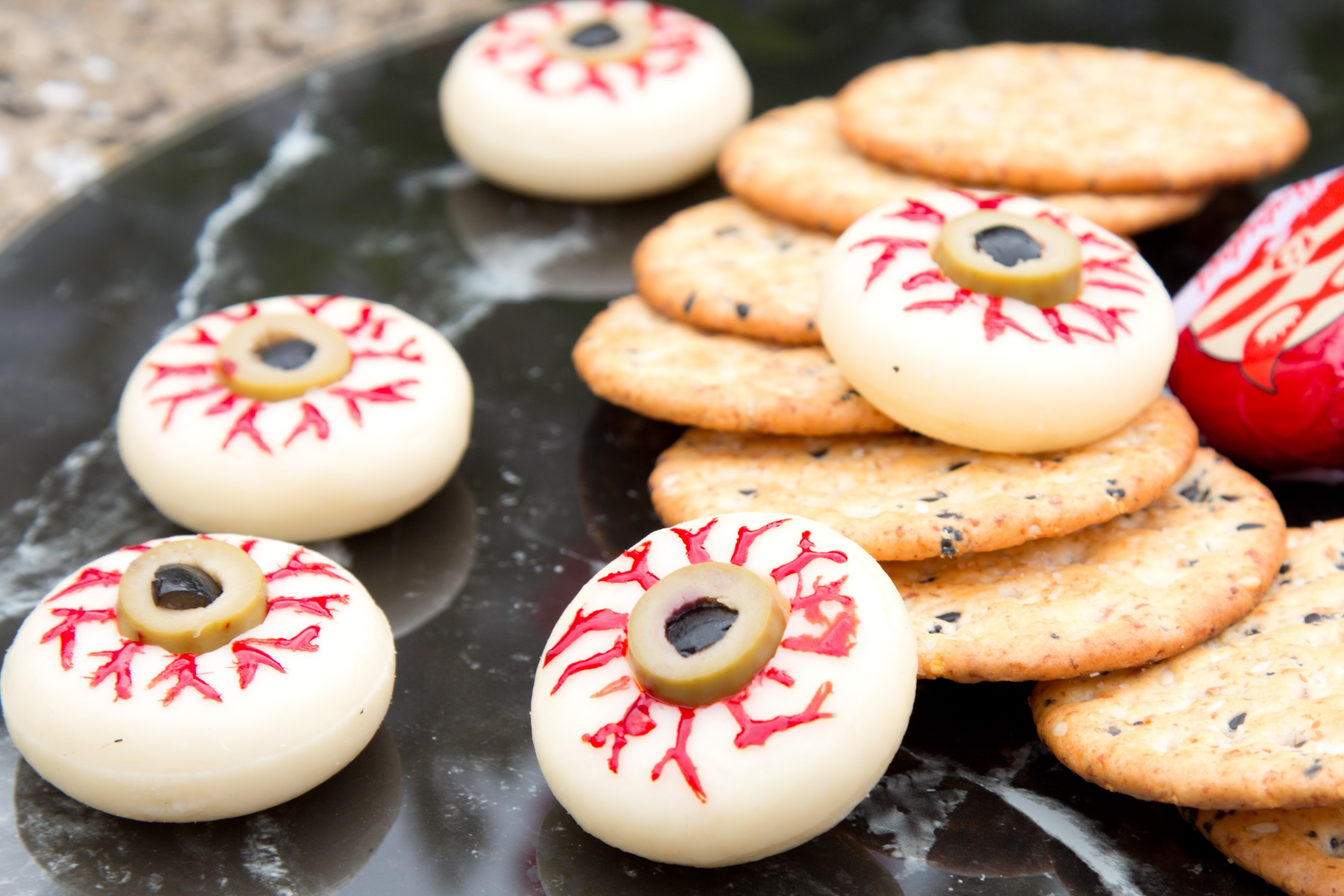 Spooky Cheese Eyeballs Halloween Treat Steve s Kitchen